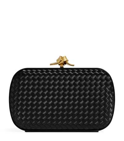 Bottega Veneta Satin Knot Minaudiere Clutch Bag In Black