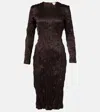 Bottega Veneta Satin Midi Dress In Brown