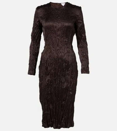 Bottega Veneta Satin Midi Dress In Brown