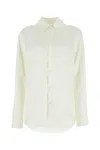 Bottega Veneta Ivory Satin Button-up Shirt For Women In 9071