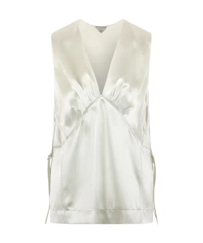Bottega Veneta Satin Top In White