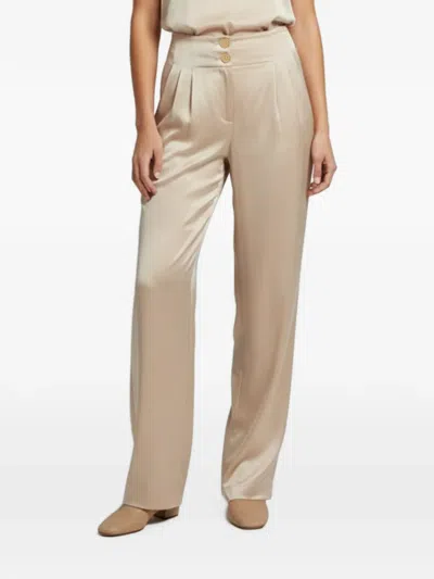Pre-owned Bottega Veneta Satin-finish Straight-leg Trousers In Neutral