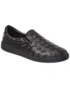 Bottega Veneta Leather Slip-on Sneakers With Intrecciato Motif In Black