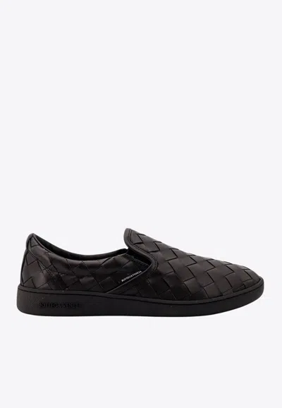 Bottega Veneta Sawyer Intrecciato Leather Slip-on Trainers In Black