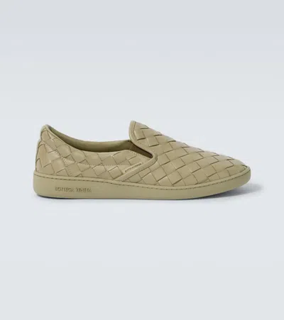 Bottega Veneta Sawyer Intrecciato Leather Sneakers In Beige