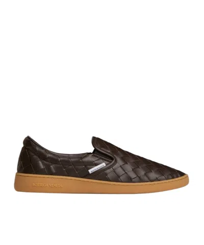 Bottega Veneta Men Brown Intrecciato Leather Sawyer Sneakers In Multi