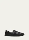 Bottega Veneta Sawyer Woven Leather Slip-on Sneakers In Black
