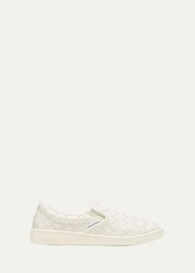 BOTTEGA VENETA SAWYER WOVEN LEATHER SLIP-ON SNEAKERS