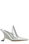 Bottega Veneta Rocket Mules In Silver Leather