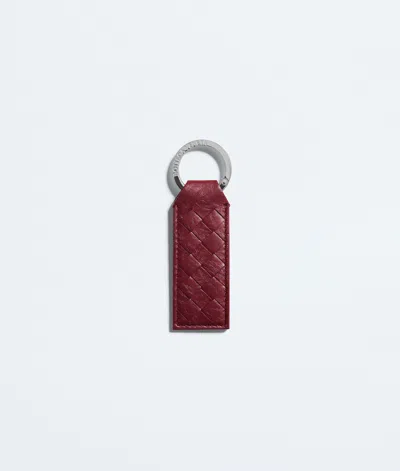 Bottega Veneta Woven Mycelium Key Ring In Red