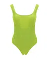 Bottega Veneta Scoop Neck Knitted Swimsuit In Green