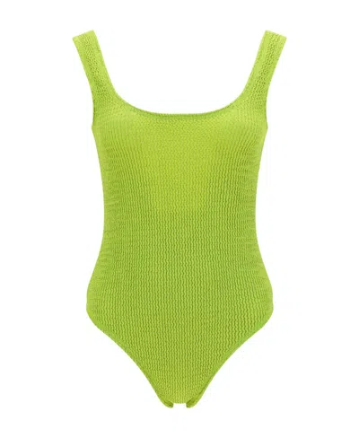 Bottega Veneta Scoop Neck Knitted Swimsuit In Green