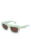 Bottega Veneta Scoop Squared Sunglasses, 53mm In Green