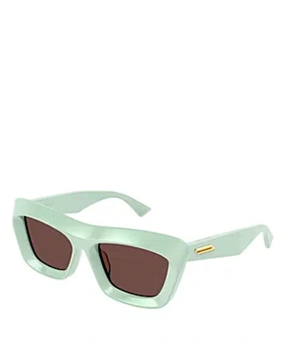 Bottega Veneta Scoop Squared Sunglasses, 53mm In Green
