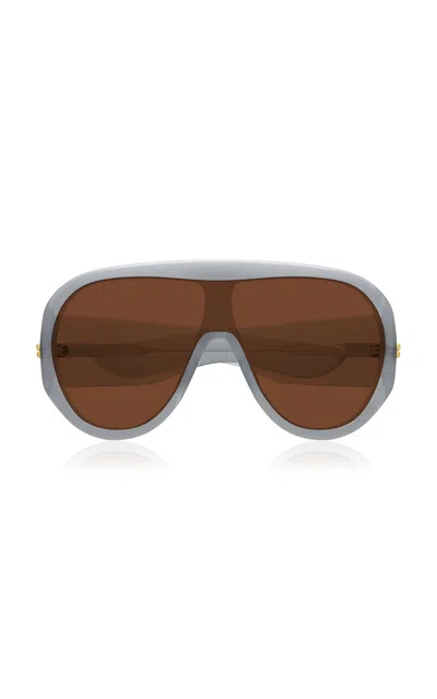 Bottega Veneta Scudo Shield Acetate Sunglasses In Gray