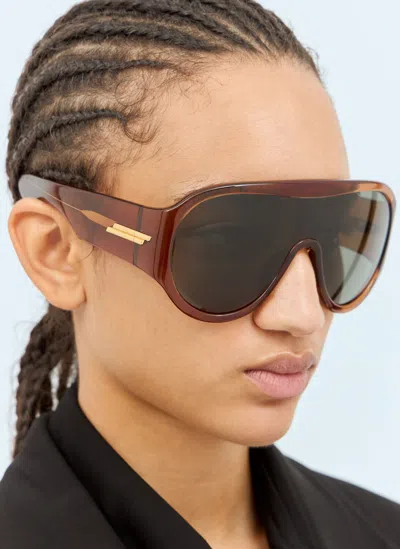 Bottega Veneta Scudo Shield Sunglasses In Brown