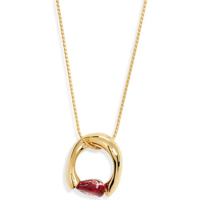 Bottega Veneta Sculpted Ring Pendant Necklace In Gold