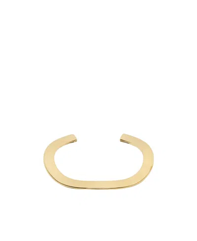 Bottega Veneta Sculpture Open Bracelet In Yellow