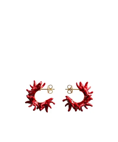 Bottega Veneta Sea Coral Hoop Earrings In Red