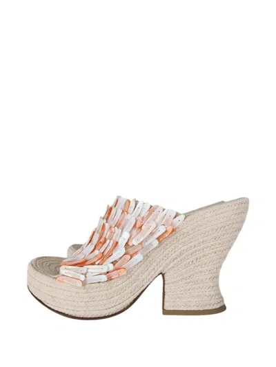 Pre-owned Bottega Veneta Seashells Platform Sandals In Neutral