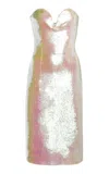 Bottega Veneta Sequin Bustier Midi Dress In Metallic