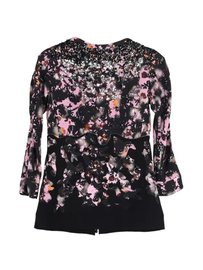 Pre-owned Bottega Veneta Sequin-embellished Printed Blouse In Black