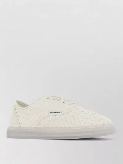 Bottega Veneta Serena Lace Up Leather Sneakers Woven In Multi
