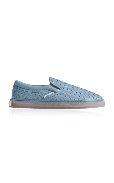 Bottega Veneta Serena Slip-on Intrecciato Leather Sneakers In Blue