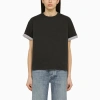 Bottega Veneta Black Crew-neck T-shirt In Cotton In Grey
