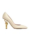 Bottega Veneta Shallow Square-headed High-heeled Shoes In Sea Salt