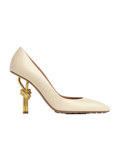 Bottega Veneta Shallow Square-headed High-heeled Shoes In Sea Salt