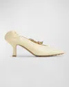 Bottega Veneta Melbourne Chain-detailed Leather Pumps In Sea Salt