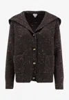 Bottega Veneta Shawl-collar Ribbed Wool Cardigan In Brown