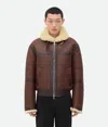 Bottega Veneta Fliegerjacke Aus Shearling In Bitter Chocolate/birch