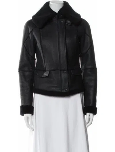 Pre-owned Bottega Veneta Shearling Biker Jacket In Black