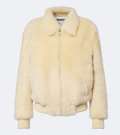 Bottega Veneta Shearling Blouson Jacket In Neutral