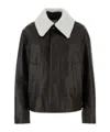 Bottega Veneta Brown Detachable Collar Leather Jacket In Black