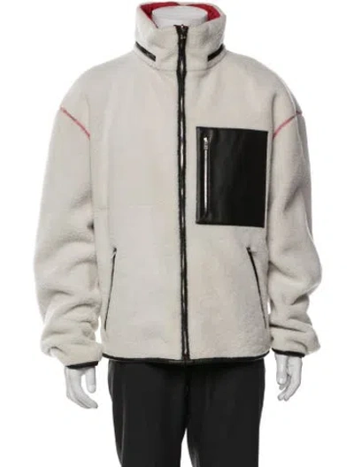 Pre-owned Bottega Veneta Shearling Colorblock Pattern Puffer Coat W/ Tags In Neutral
