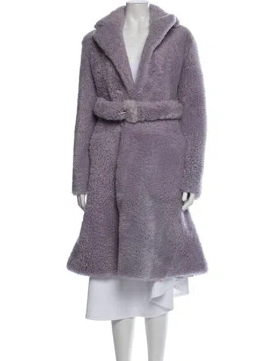 Pre-owned Bottega Veneta Shearling Faux Fur Coat In Purple