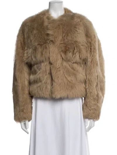 Pre-owned Bottega Veneta Shearling Faux Fur Jacket In Neutrals