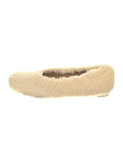 Pre-owned Bottega Veneta Shearling Flats In Neutral