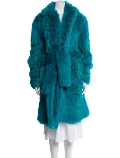 Pre-owned Bottega Veneta Shearling Fur Coat In Blue