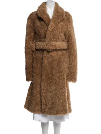 Pre-owned Bottega Veneta Shearling Fur Coat In Brown