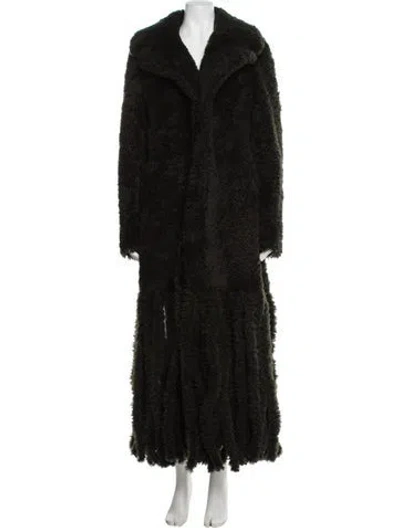 Pre-owned Bottega Veneta Shearling Fur Coat In Green