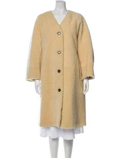 Pre-owned Bottega Veneta Shearling Fur Coat In Neutral