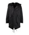 Bottega Veneta Shearling Hooded Parka In Black