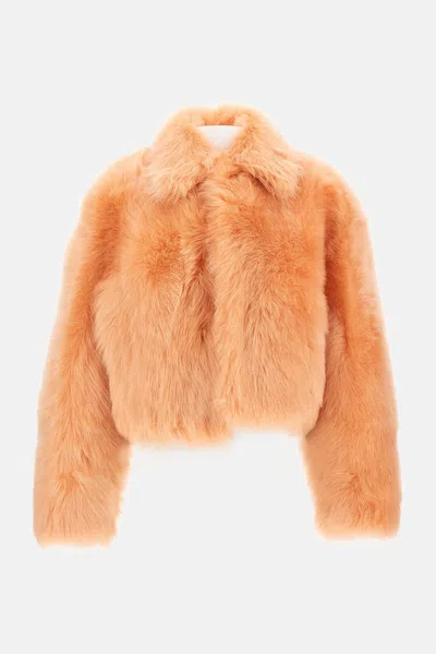 Bottega Veneta Long-sleeved Fur In Orange