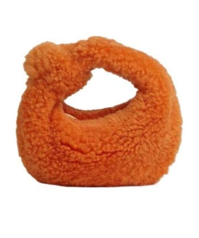 Bottega Veneta Shearling Jodie Tote Bag In Orange