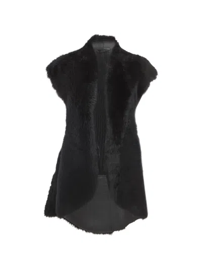 Pre-owned Bottega Veneta Shearling Leather Vest In Black