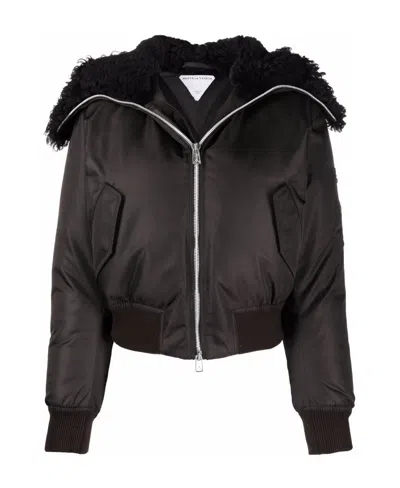 Bottega Veneta Shearling-lined Bomber Jacket In Black